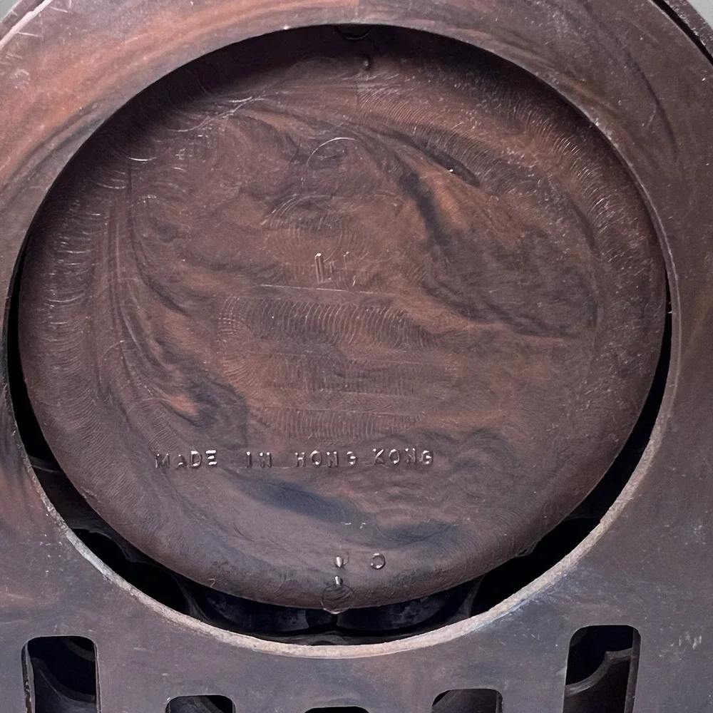 Vintage 6 Coaster Set Old 1930 Wood Radio Design Made‎ In Hong Kong AM/FM Cork